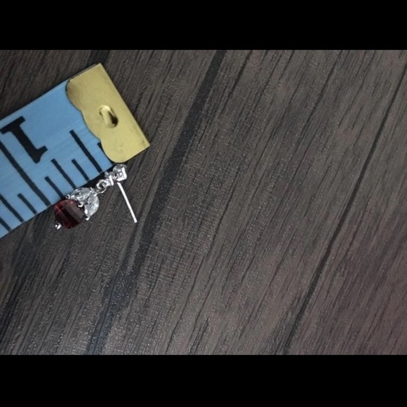 Sterling Silver Drop Earrings with red stones - Picture 4 of 4